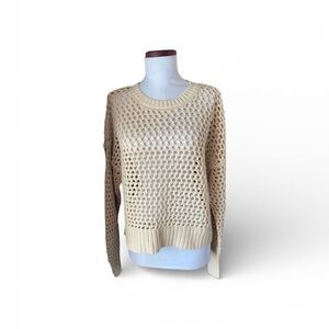 Old Navy Natural Beige Gorgeous Open Weave 100% Cotton Sweater Size Medium Gift